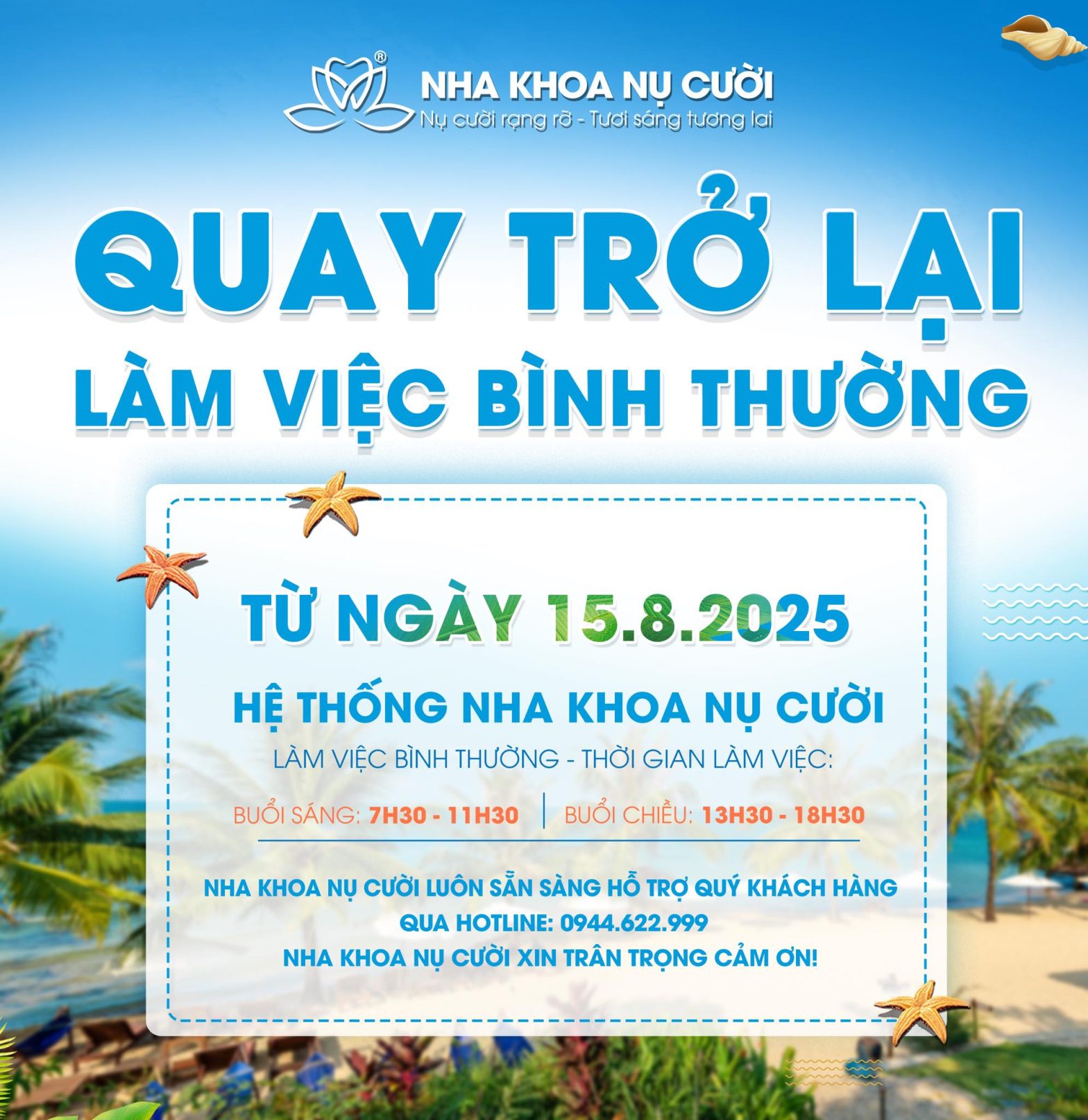 NHA KHOA NỤ CƯỜI TRỞ LẠI LÀM VIỆC BÌNH THƯỜNG 