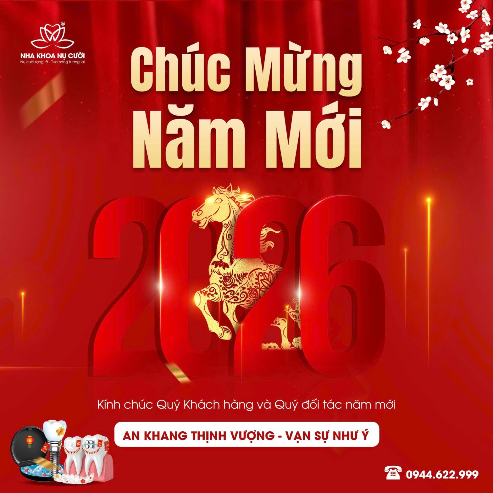 Nha Khoa Nụ Cười Chúc Mừng Năm Mới 2026 Xuân Bính Ngọ