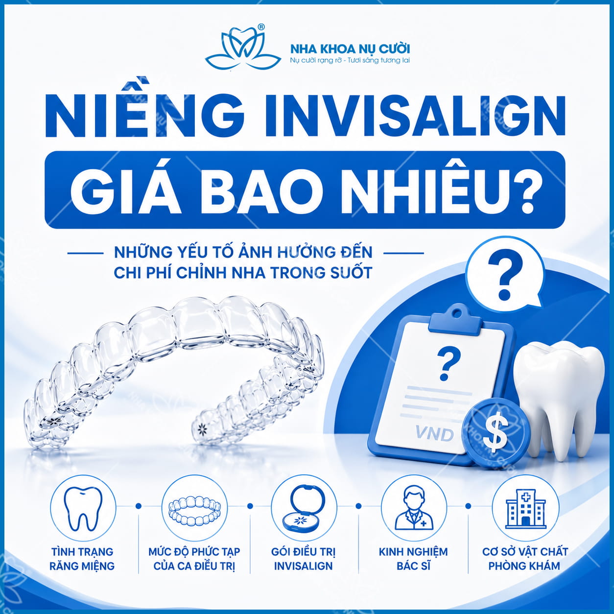Niềng Invisalign giá bao nhiêu? Những yếu tố ảnh hưởng đến chi phí chỉnh nha trong suốt